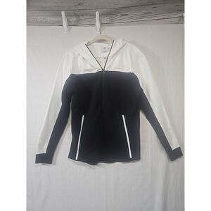 NWT Zara Men's Medium Full‎ Zip Athletic Jacket Hoodie Black White Reflective